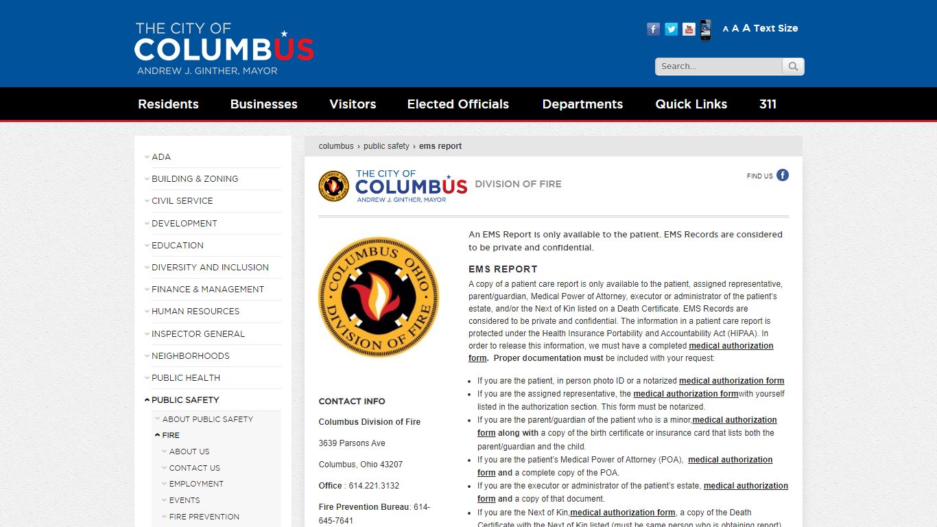 EMS Report - Columbus